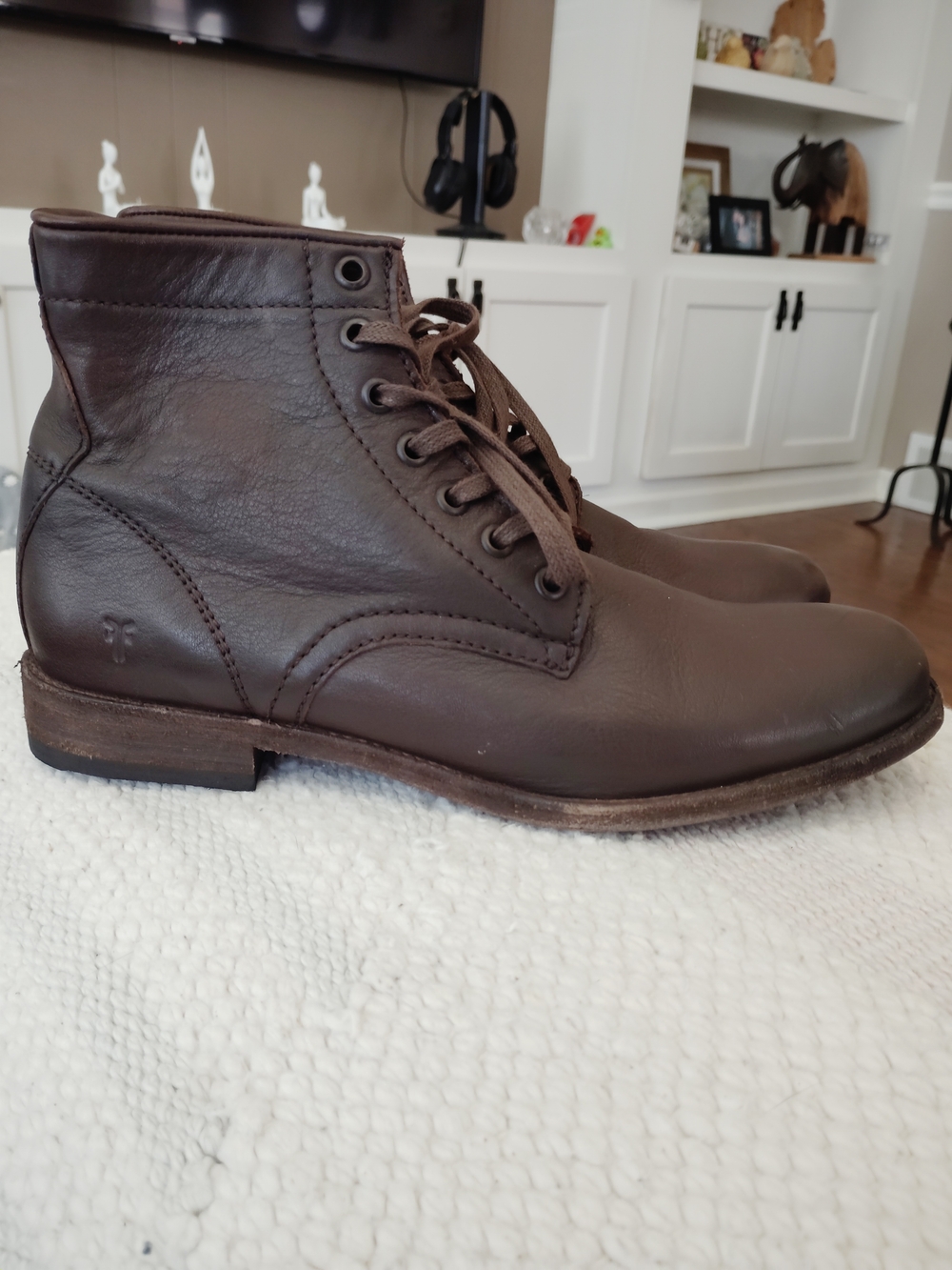 Frye Tyler Brown Leather Womens Lace-Up Ankle Boots - Size 9B